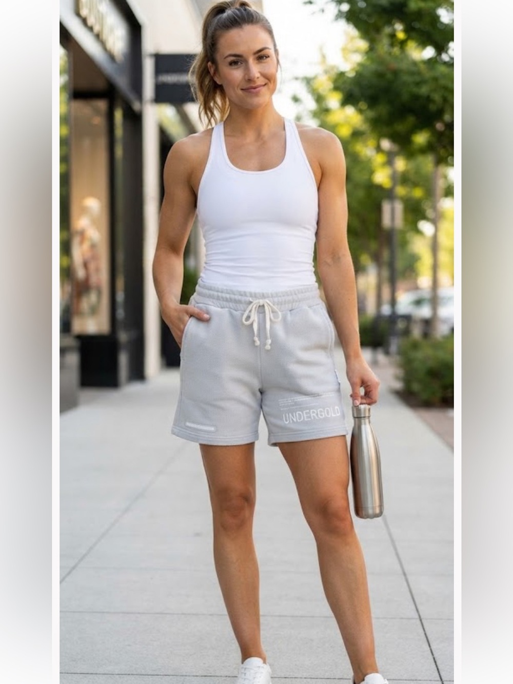 Undergold Women’s Light Gray Athletic Drawstring Shorts